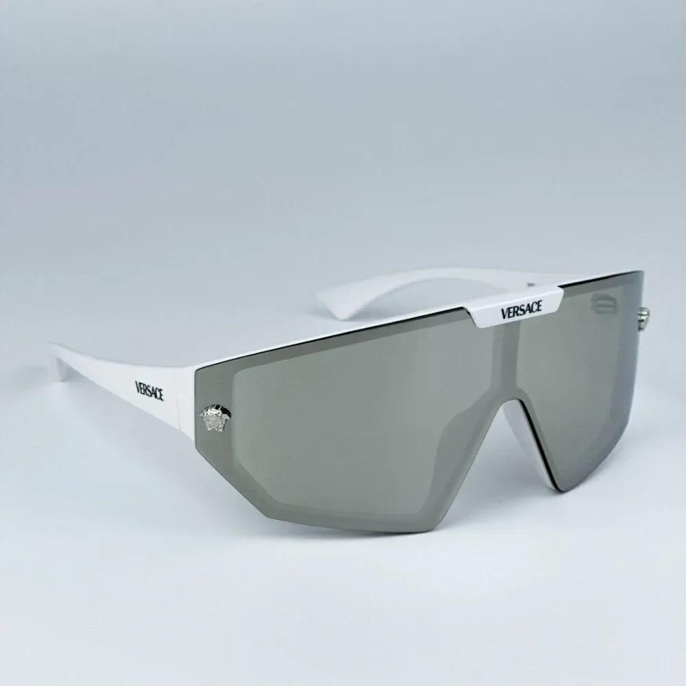 NEW Versace VE4461 314/87 White Grey Mirror Silver Detachable Lens Sunglasses
